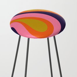 Too Groovy Retro Abstract Pattern Pink Lime Orange Magenta Blue Counter Stool