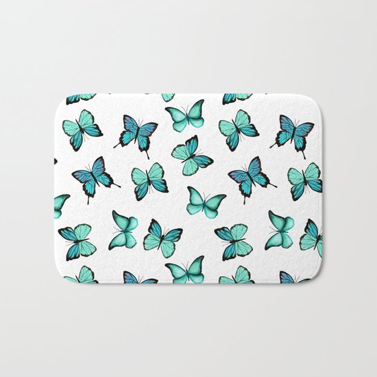 Blue butterflies Bath Mat