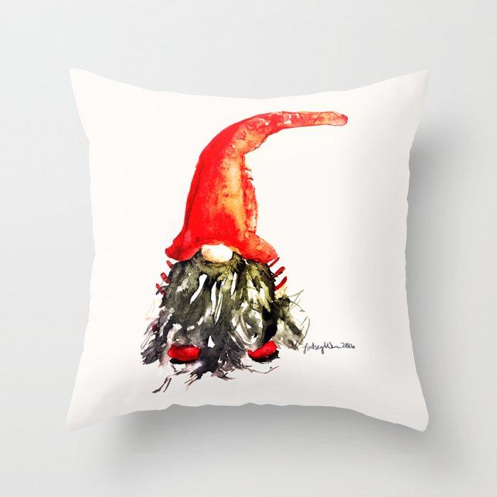 Christmas Gnome Throw Pillow by Happy Haizi Society6