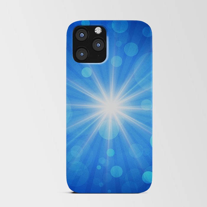 Glowing White Light on Blue Background. iPhone Card Case