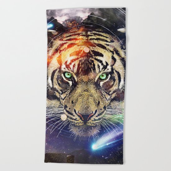 Space Tiger Beach Towel