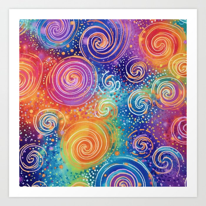 Whimsical Rainbow Swirls 04 Art Print