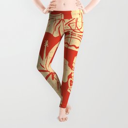 Tiki Pattern in Red Leggings
