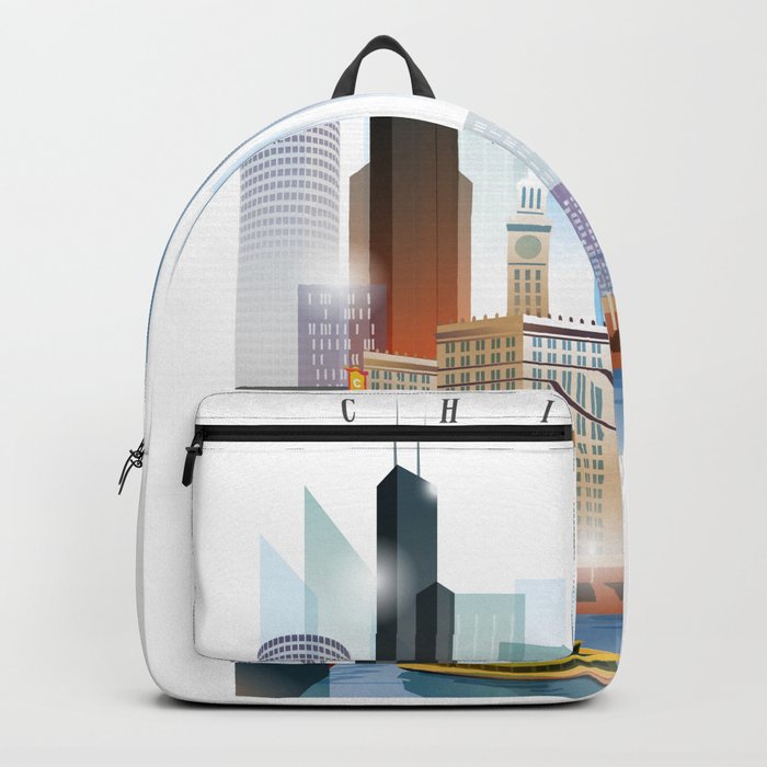 Chicago city skyline painting Backpack