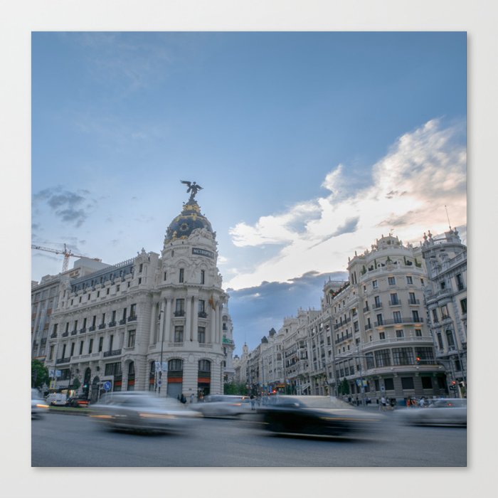 Spain Photography - Busy Traffic In Downtown Madrid Canvas Print