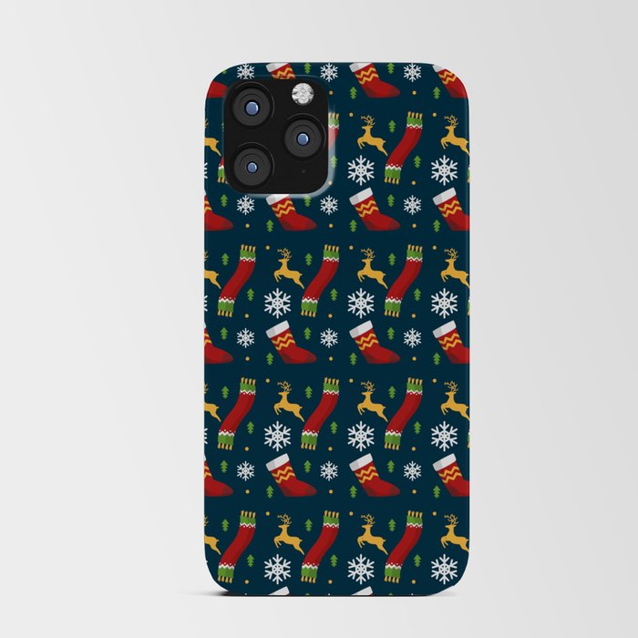 Christmas Pattern Woll Scarf Stockings Deer iPhone Card Case