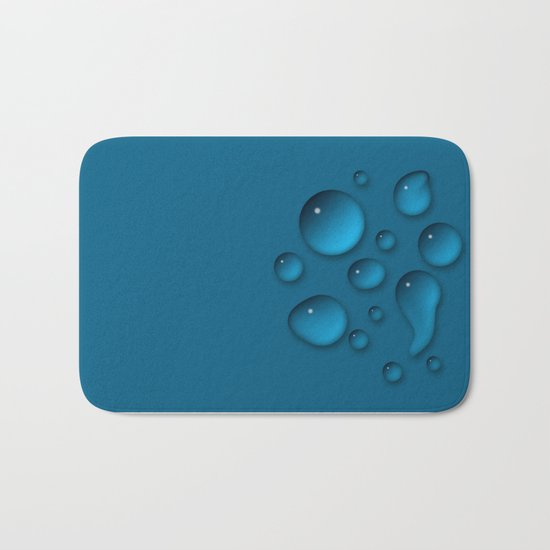 Water drops on a blue background Bath Mat