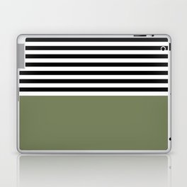 Sage Green With Black and White Stripes Laptop Skin