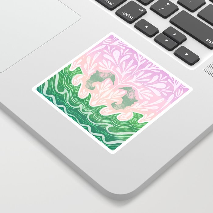 Seahorse Design in Green Sticker