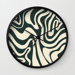 Antique White Swirl Retro Pattern over Pine Grove Green Wall Clock
