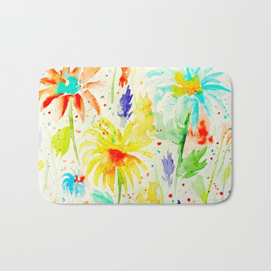 Abstract Flowers 01 Bath Mat