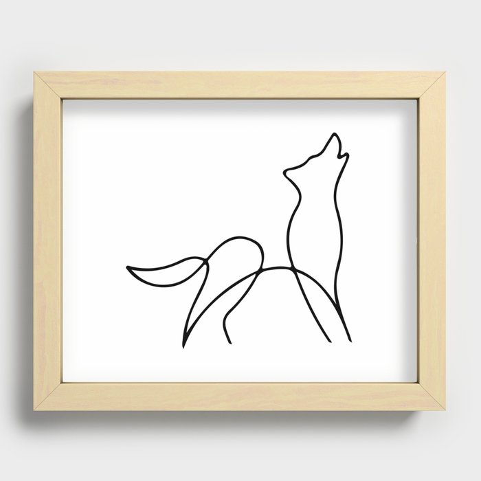 Picasso wolf Art - Minimal wolf Line Drawing Recessed Framed Print