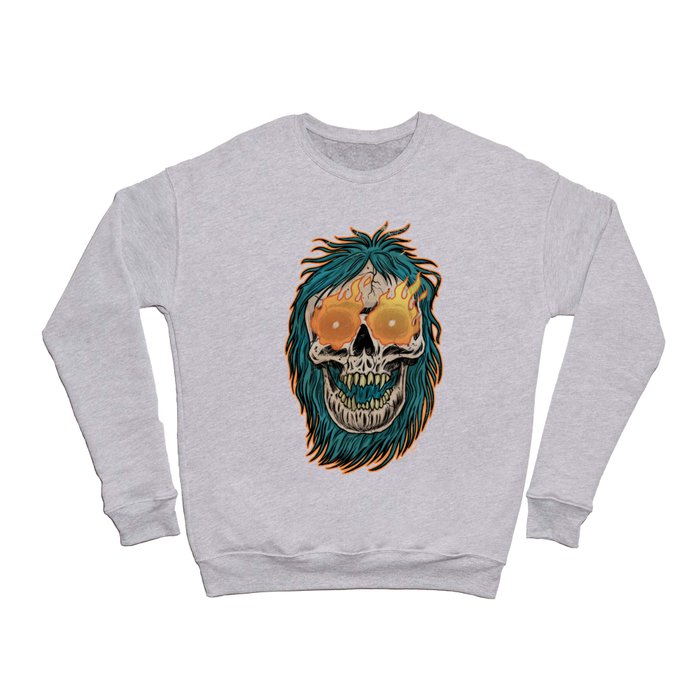 FrankenHorrors Flaming Skull Horror Graphic dark Art  Crewneck Sweatshirt