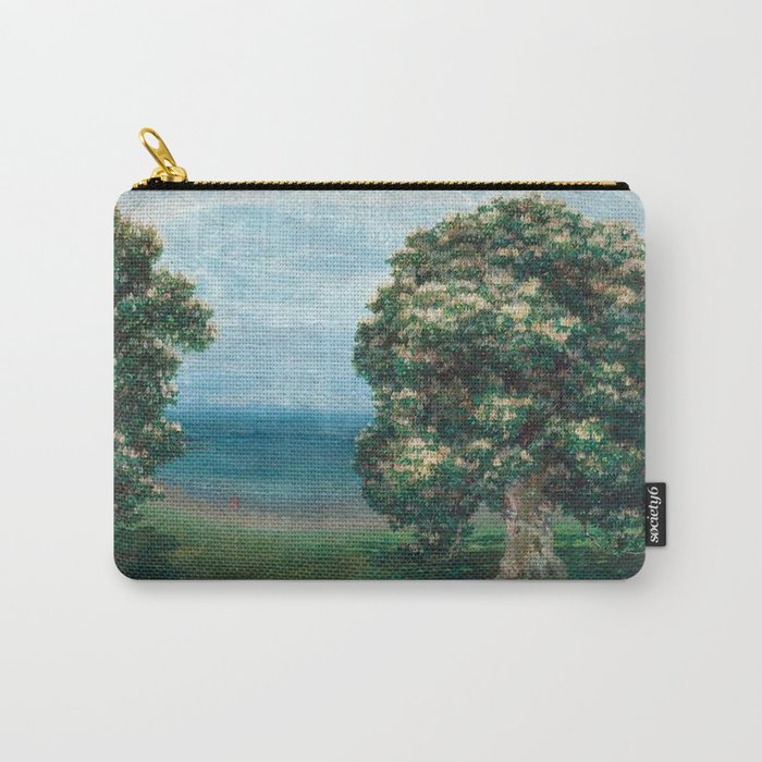 Flowering Chestnut Trees by the Sea landscape painting by Emilie Mediz Pelikan Carry-All Pouch