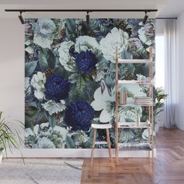 Vintage & Shabby Chic - Blue Winter Roses Wall Mural