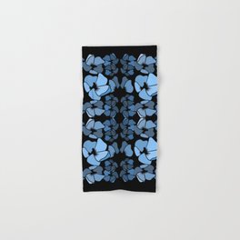 Modern vintage striking blue and black design featuring abundant floral ornament Hand & Bath Towel