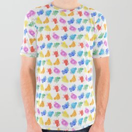 Meditation aura and the seven chakras symbols icons watercolor doodle	 All Over Graphic Tee