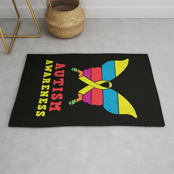 Autism Awareness Butterfly Rug