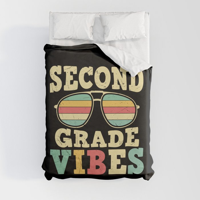 Second Grade Vibes Retro Sunglasses Duvet Cover