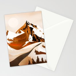 Peaceful Snowy Peak Sunset Stationery Card