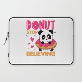 Cute Panda Funny Animals In Donut Pun Laptop Sleeve