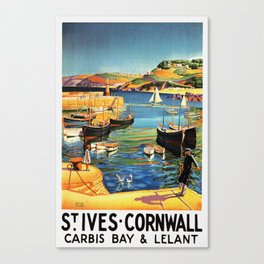 Vintage St. Ives Cornwall England Travel Canvas Print