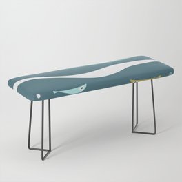 Under the Sea Mid Century Ocean, Waves and Fish Bench