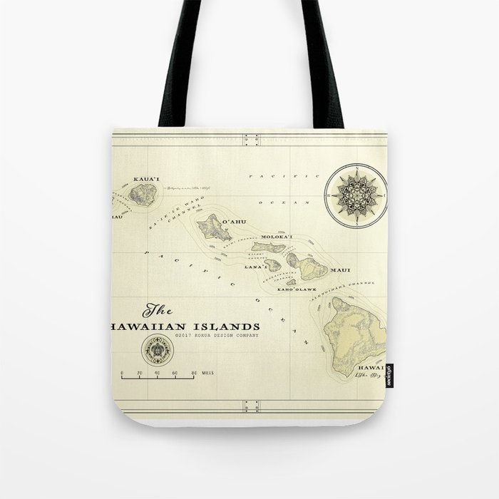 Hawaiian Islands [vintage inspired] map print Tote Bag