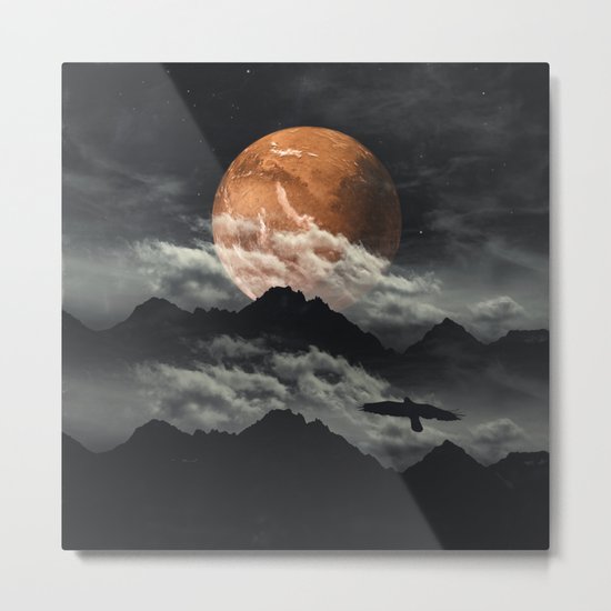 Spaces III - Mars above mountains Metal Print