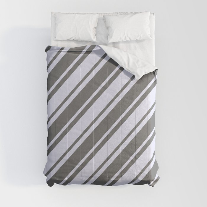 Dim Grey and Lavender Colored Lines Pattern Comforter