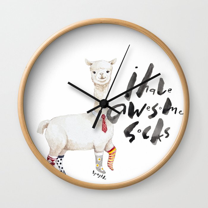 Alpaca with awesome socks Wall Clock