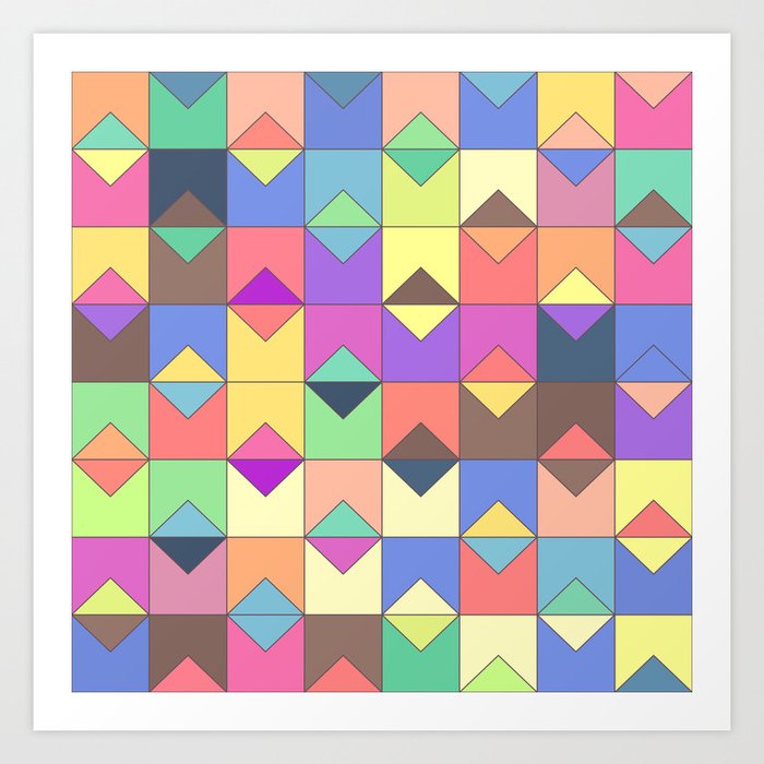Vector Colored Mosaic Pattern Abstract Geometric Art Print By