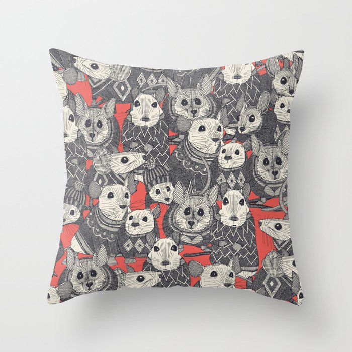 sweater mice coral Throw Pillow