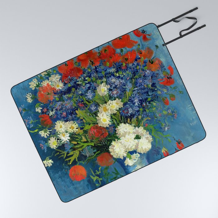 Vincent van Gogh "Vase with Cornflowers and Poppies" Picnic Blanket