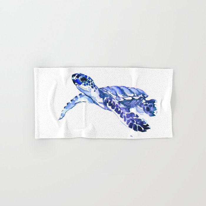 Indigo Blue Sea Turtle Swimming Turtle Blue Artwork Beach House