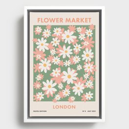 Flower Market London, Pastel Daisies Retro Print Framed Canvas