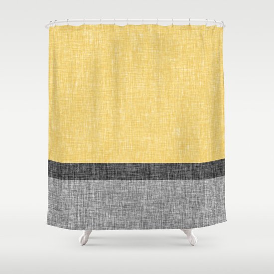 Yellow Grey And Black Section Stripe And Graphic Burlap Print
