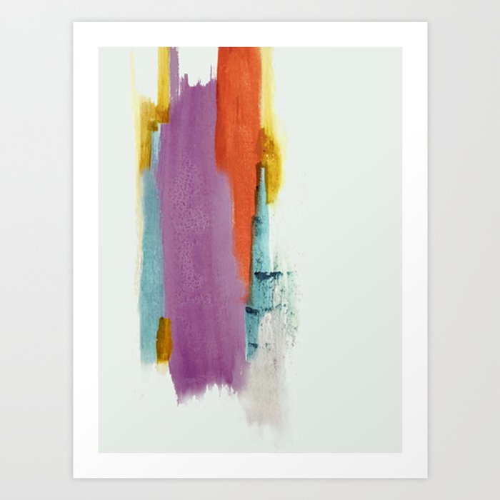 Aly: a colorful, minimal, abstract piece in bold purple, blue, orange, and yellow Art Print