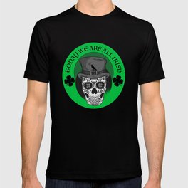 Irish Skull Tattoo Rocker Hipster Shamrock Clover T-shirt