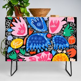 Abstract Flowers Pattern Design Art With Graffiti Writing of Love Credenza