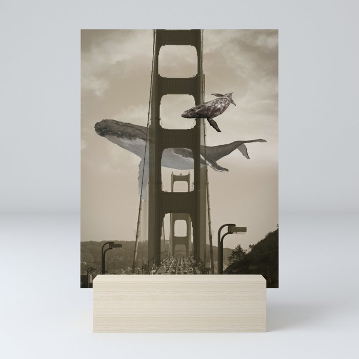 Whale Watching from the Golden Gate Bridge Mini Art Print
