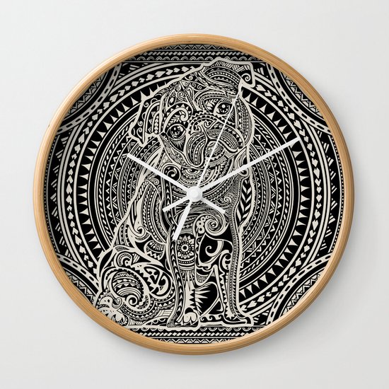Polynesian Pug Wall Clock