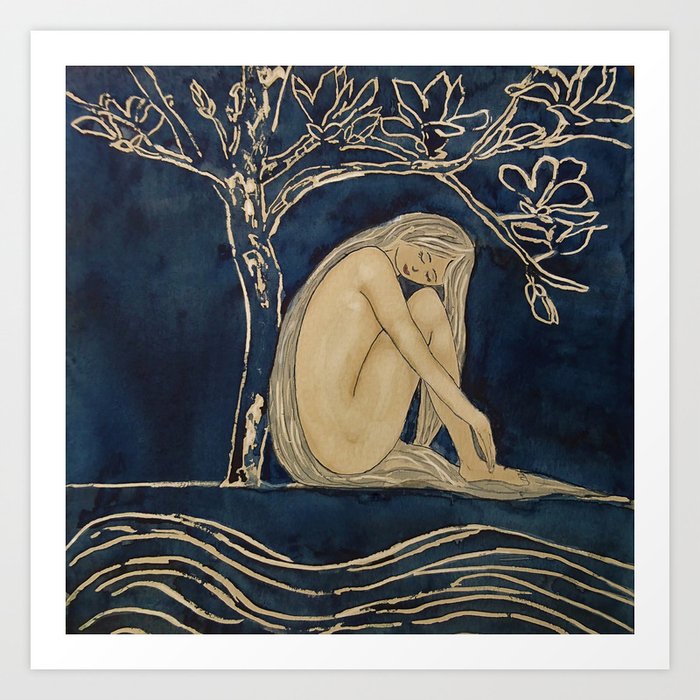 Girl Sleeping Under Magnolia Flowers Art Print By Colorandcolor Society6