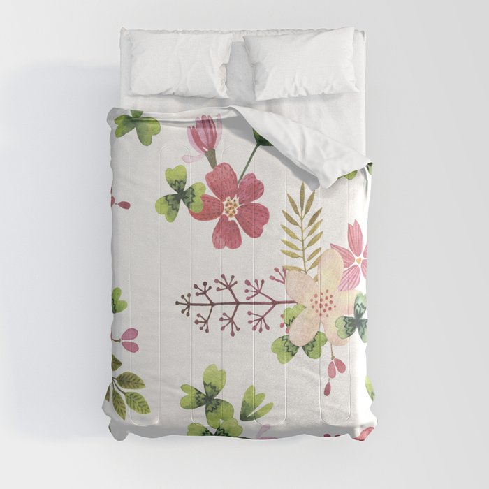pink-green flowerbed Comforter
