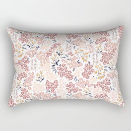 Minimal Blooming Flowers - Blush Pink, Yellow, Blue Rectangular Pillow