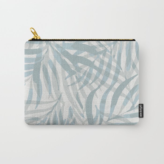 Digital palm leaves in pastel blue and gray Carry-All Pouch
