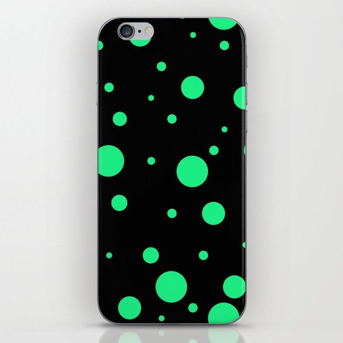 Green Bubbles On Black iPhone Skin