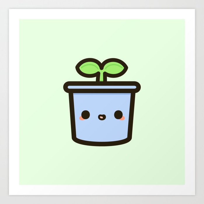Cute sprout in pot Art Print by peppermintpopuk