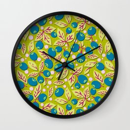 Blueberry Preserves Wall Clock | Digital, Pattern, Illustration, Vector 