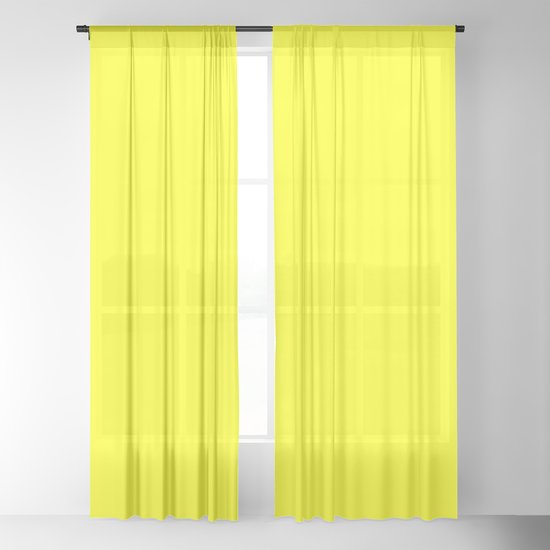 Plain Solid Fluorescent Yellow Neon Sheer Curtain By Jane Holloway Society6 Neon Yellow Sheer Curtain By Jane, Bright Yellow Sheer Curtains